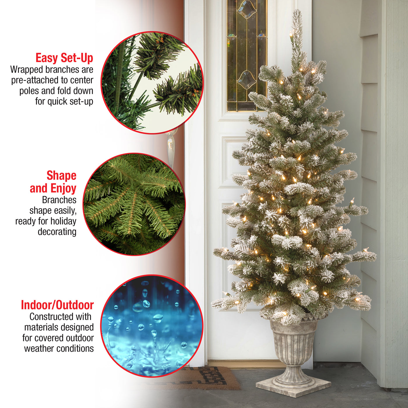4 ft. Pre-Lit Snowy Sheffield Spruce Tree with Twinkly LED Lights, Plug-In - National Tree Company