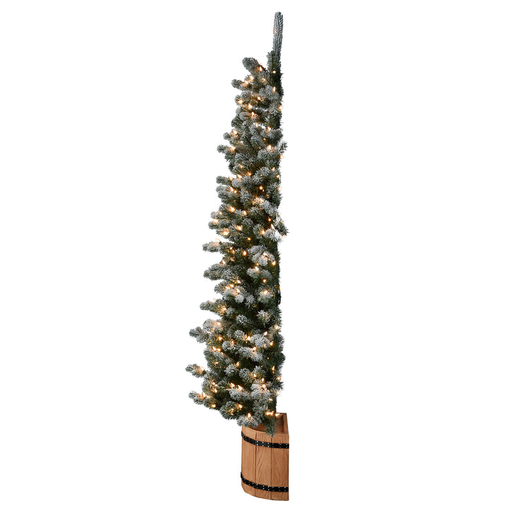 6 ft. Snowy Sheffield Spruce Slim Half Tree with Clear Lights