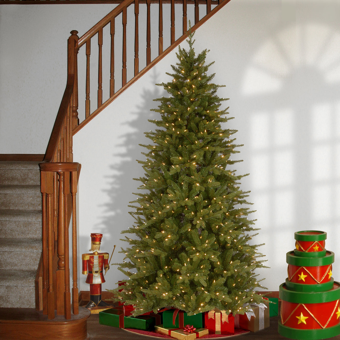 7.5 ft. Saratoga Spruce Slim Tree with Dual Color LED Light - National Tree Company