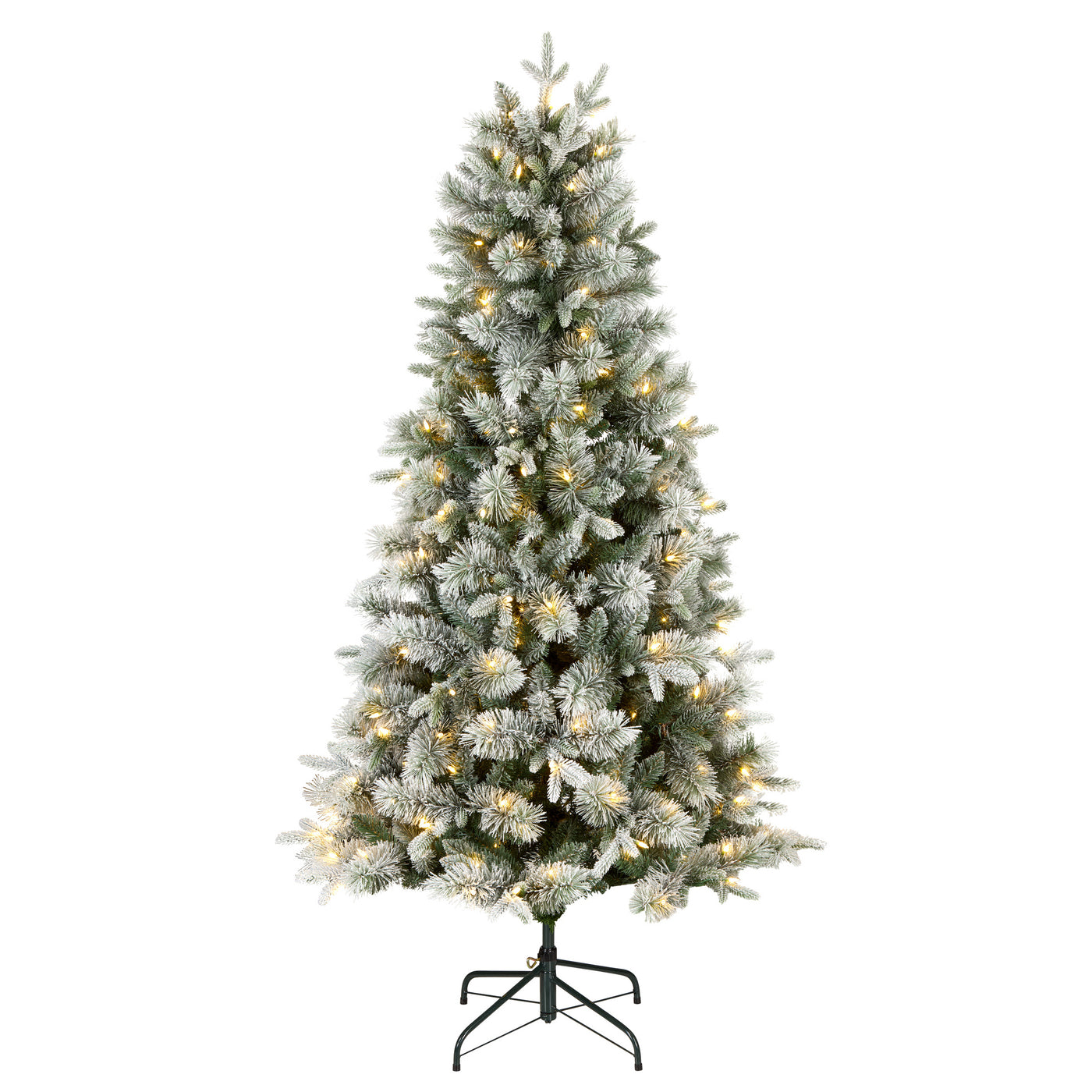 6 ft. Pre-Lit Snowy Stamford Flocked Artificial Christmas Tree with Warm White LED Lights - National Tree Company