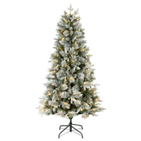 6 ft. Pre-Lit Snowy Stamford Flocked Artificial Christmas Tree with Warm White LED Lights - National Tree Company