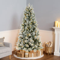6 ft. Pre-Lit Snowy Stamford Flocked Artificial Christmas Tree with Warm White LED Lights - National Tree Company