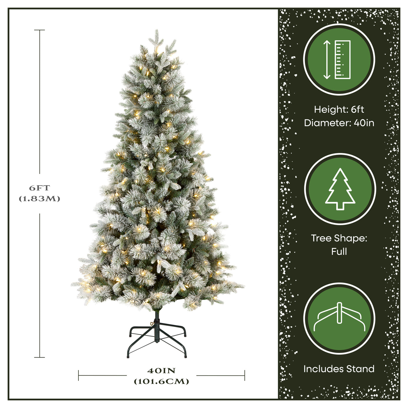 6 ft. Pre-Lit Snowy Stamford Flocked Artificial Christmas Tree with Warm White LED Lights - National Tree Company