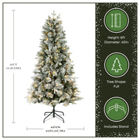 6 ft. Pre-Lit Snowy Stamford Flocked Artificial Christmas Tree with Warm White LED Lights - National Tree Company