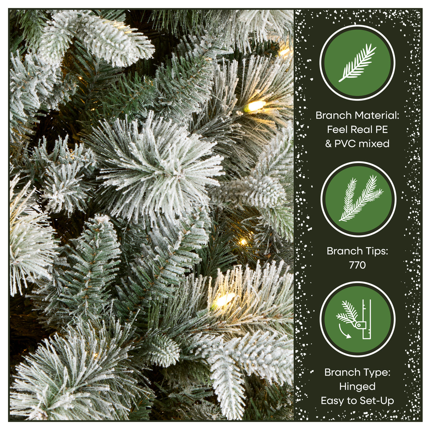 6 ft. Pre-Lit Snowy Stamford Flocked Artificial Christmas Tree with Warm White LED Lights - National Tree Company