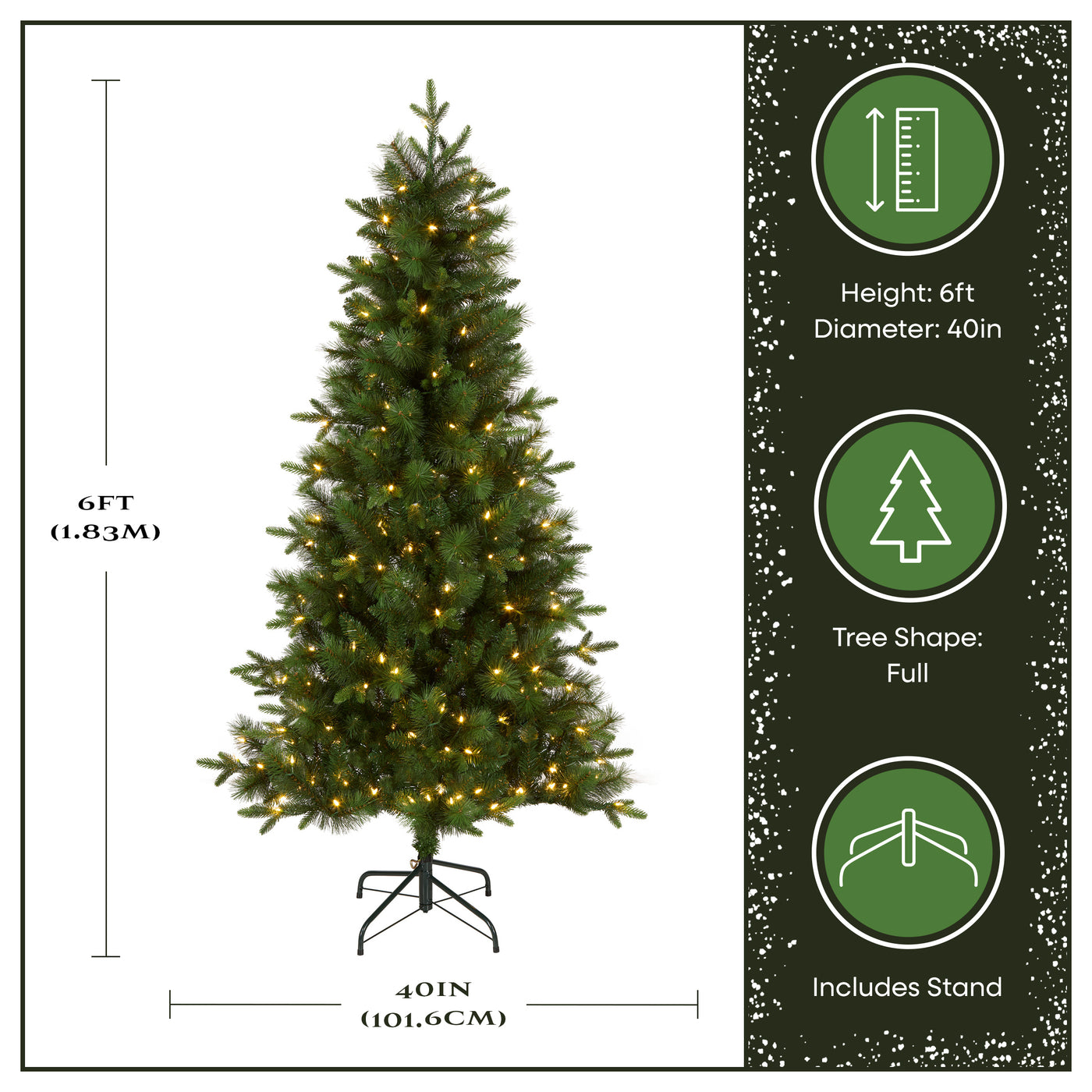 6 ft. Pre-Lit Stamford Artificial Pine Christmas Tree with Warm white LED Lights - National Tree Company