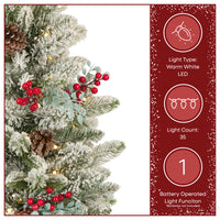 2 ft. Pre-Lit Feel Real Snowberry Pine Mini Flocked Christmas Tree in Burlap Base with Warm White LED Lights - National Tree Company