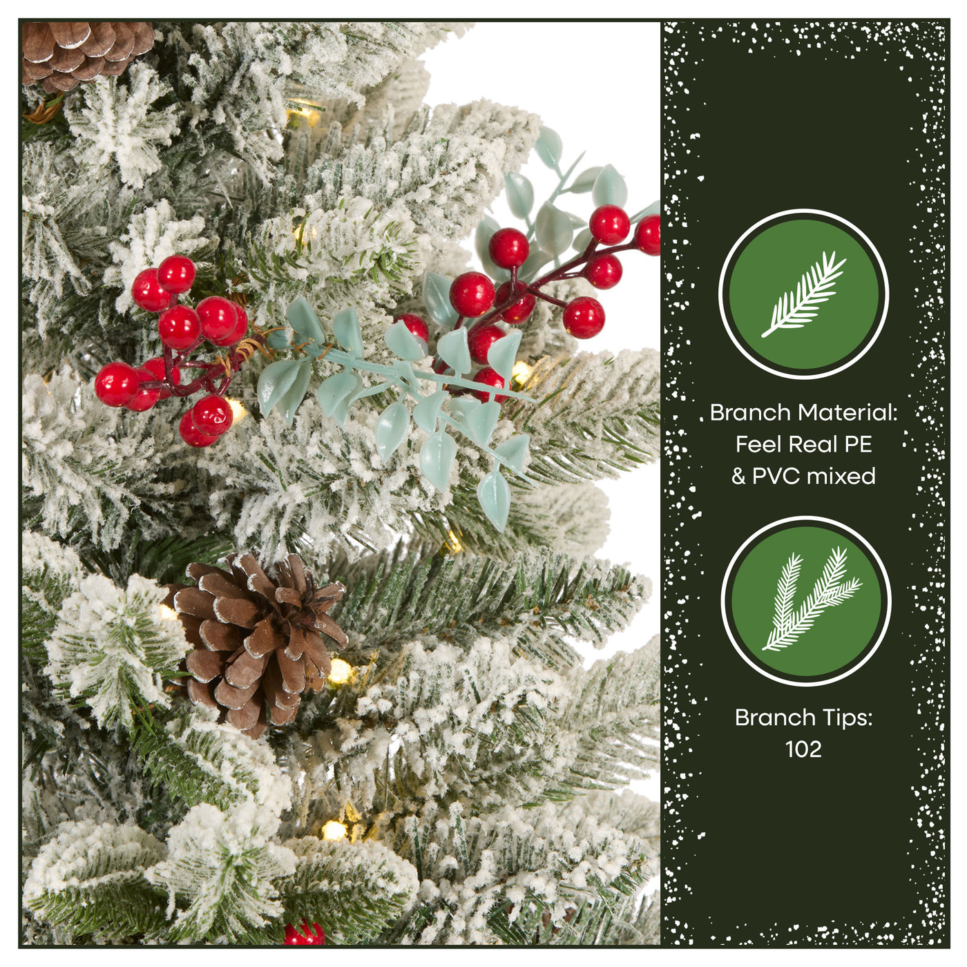 2 ft. Pre-Lit Feel Real Snowberry Pine Mini Flocked Christmas Tree in Burlap Base with Warm White LED Lights - National Tree Company