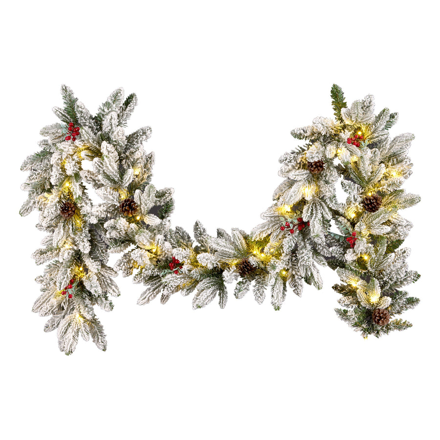 9 ft. Snowberry Pine Garland with LED lights - National Tree Company