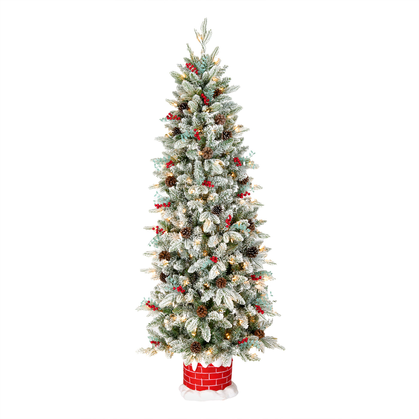 5 ft. Pre-Lit Snowberry Pine Half Tree with Clear Lights - National Tree Company