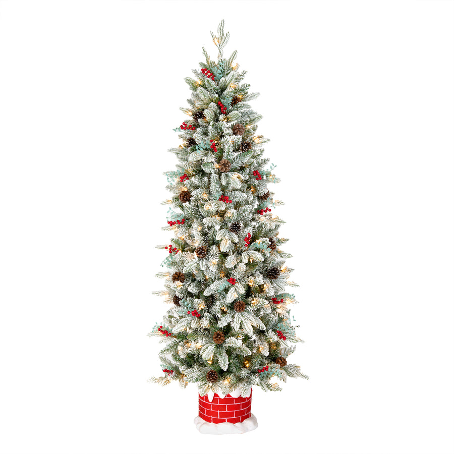 5 ft. Pre-Lit Snowberry Pine Half Tree with Clear Lights - National Tree Company