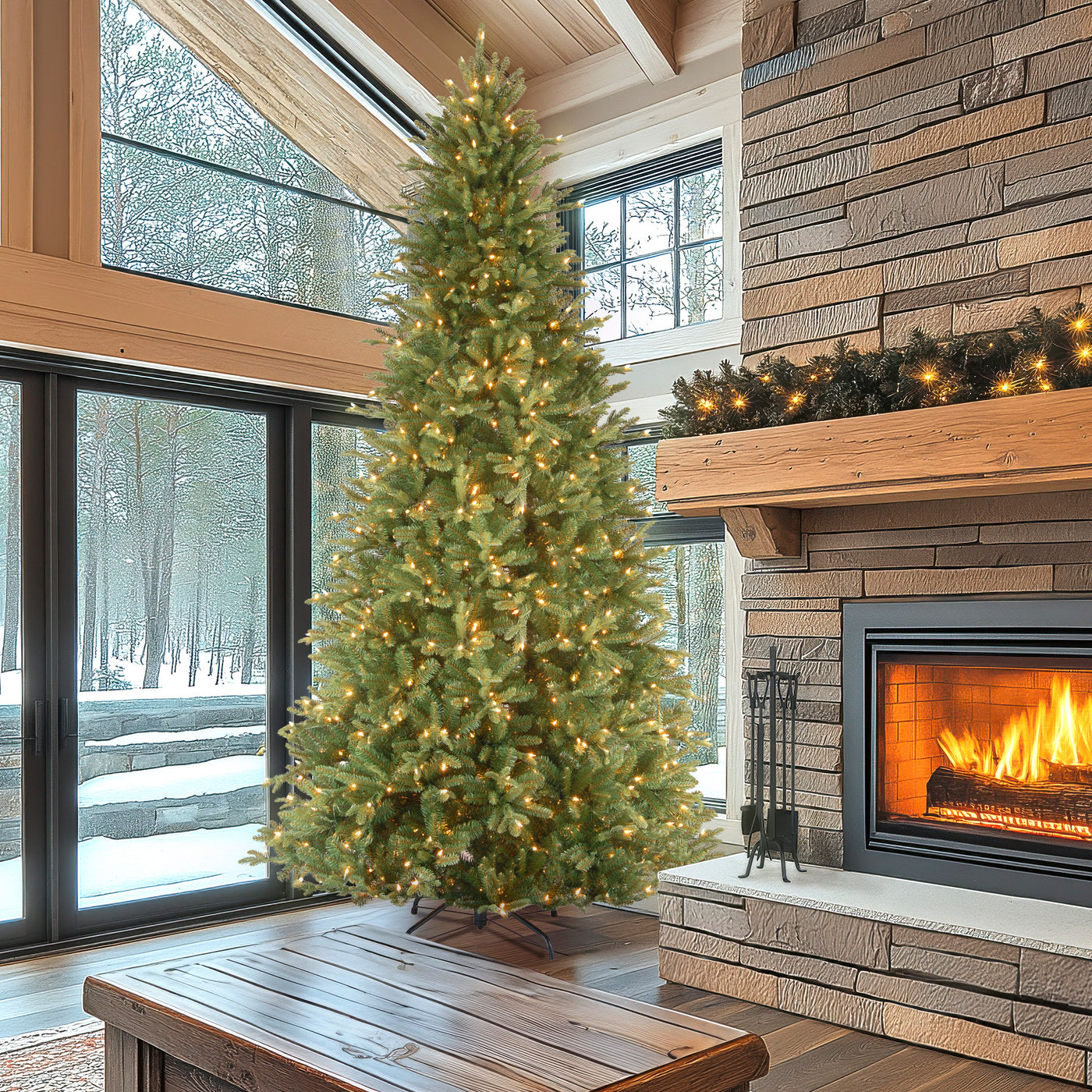 12 ft. Pre-Lit Tiffany Fir Slim Tree with Clear Lights - National Tree Company