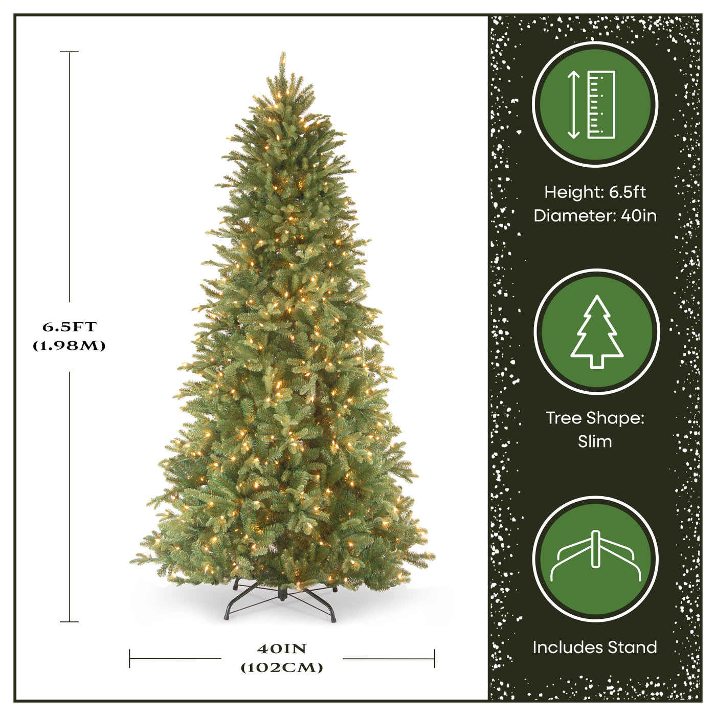 6.5 ft. Pre-Lit Tiffany Fir Slim Tree with Clear Lights PE Branch Tips, Plug-In - National Tree Company