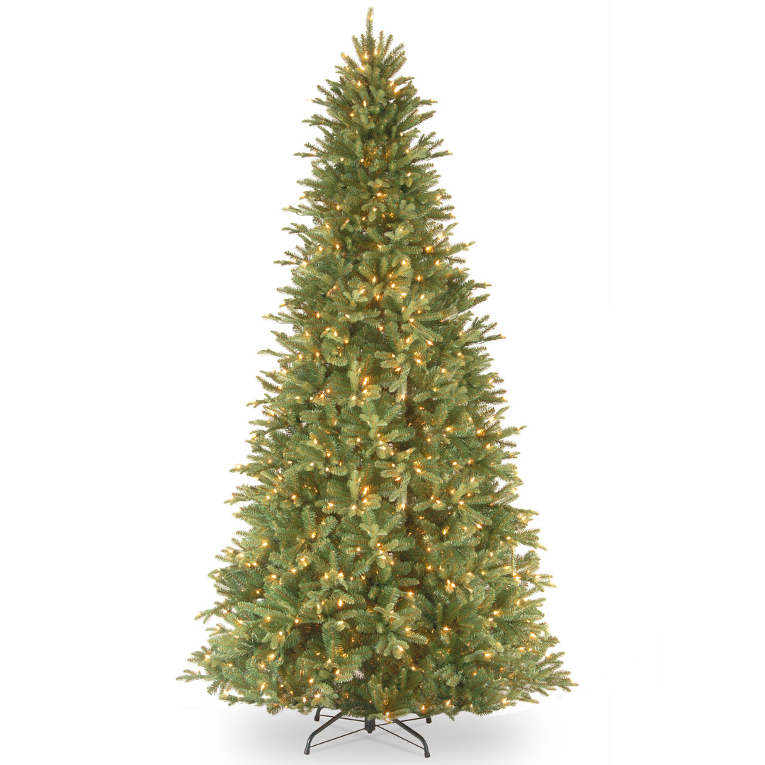 Pre-Lit 'Feel Real' Artificial Slim Christmas Tree, Green, Tiffany Fir, White Lights, Includes Stand, 9 Feet