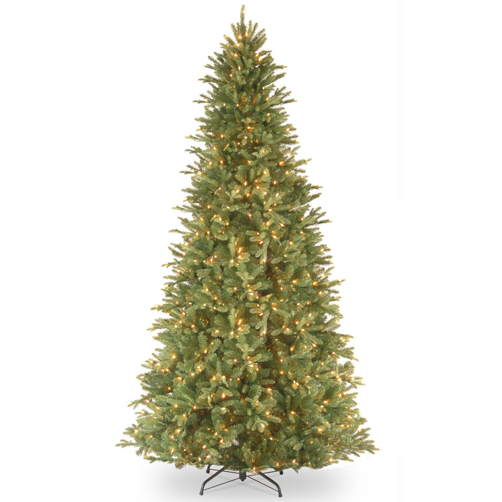 Pre-Lit 'Feel Real' Artificial Slim Christmas Tree, Green, Tiffany Fir, White Lights, Includes Stand, 9 Feet