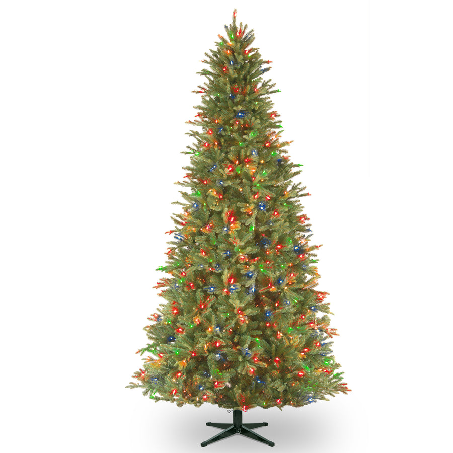 9 ft. Pre-Lit Tiffany Fir Slim Tree with PowerConnect Multicolor Light ...