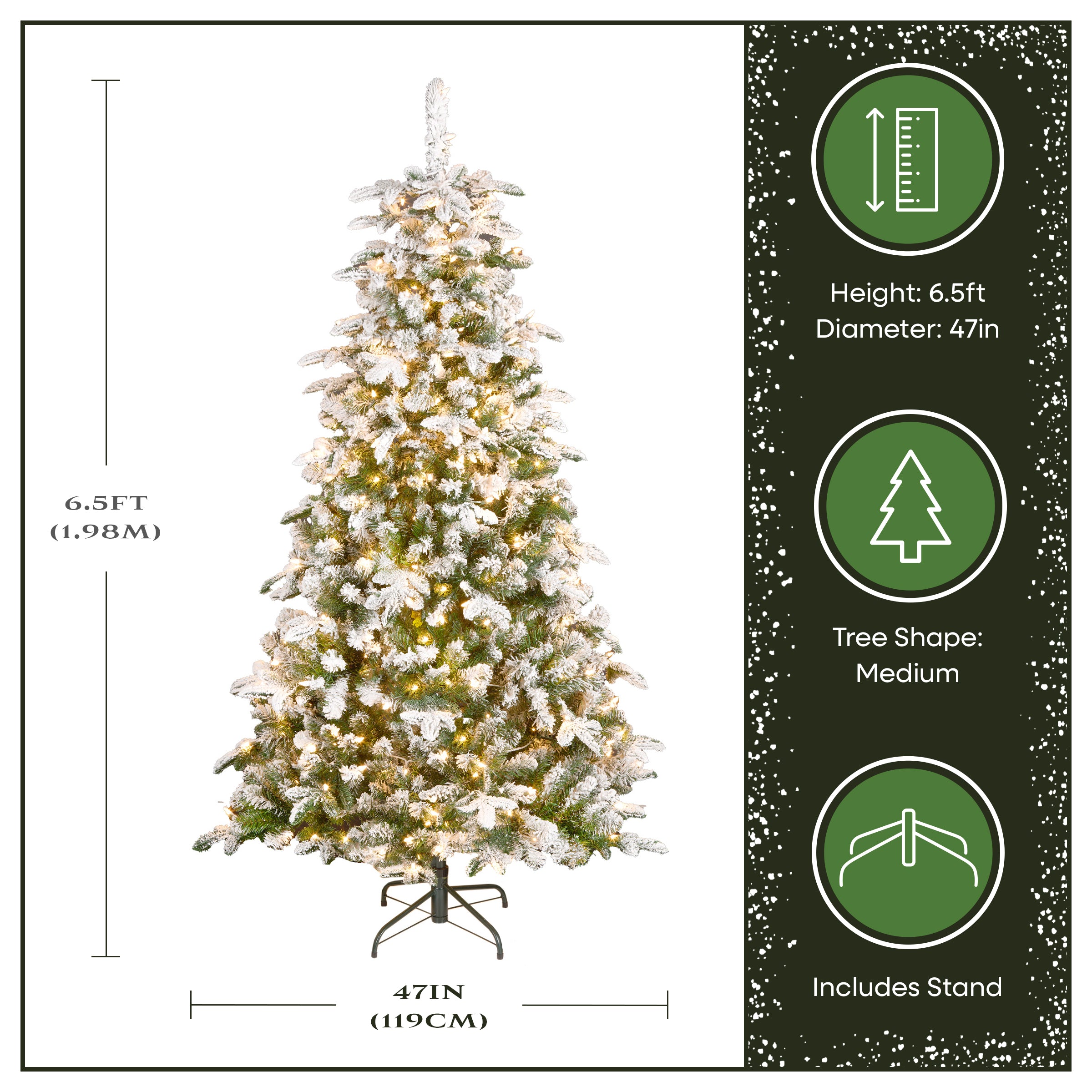 6.5 ft. Pre-Lit Snowy Everest Fir Medium Tree with Clear Lights