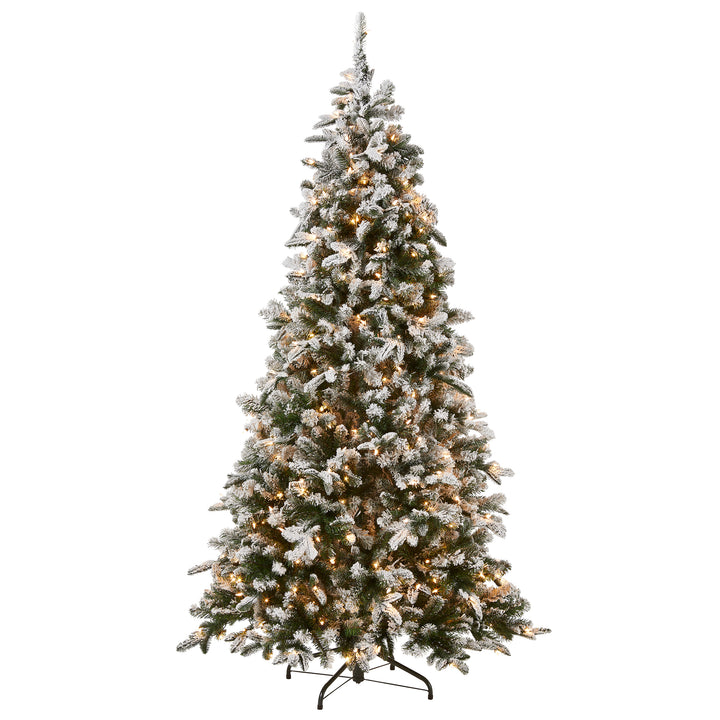 Pre-Lit 'Feel Real' Artificial Christmas Tree, Everest Fir, Green, White Lights, Includes Stand, 7.5 Feet
