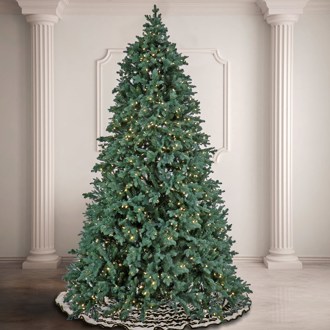 Artificial Wellesley Fir Hinged Christmas Tree, Pre-Lit with PowerConnect Dual Colored LED Lights, Plug In, 6.5 ft