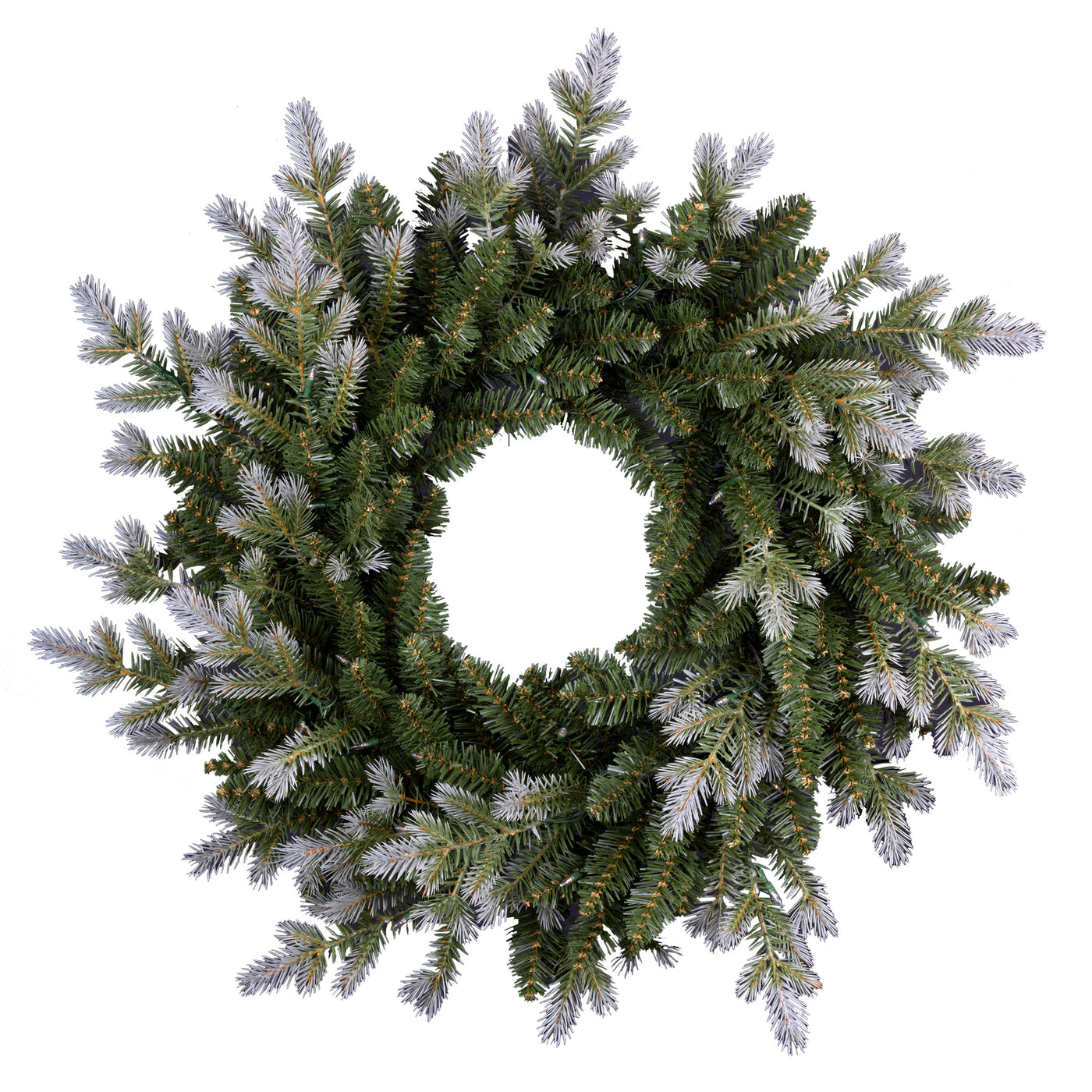 24 in. Pre-Lit Woodland Two-Toned Fir Wreath with Warm White LED Lights - National Tree Company