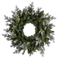 24 in. Pre-Lit Woodland Two-Toned Fir Wreath with Warm White LED Lights - National Tree Company