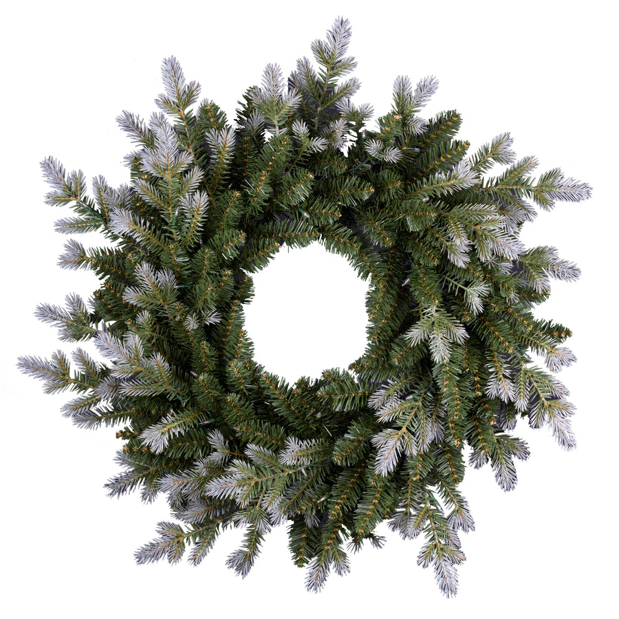 24 in. Pre-Lit Woodland Two-Toned Fir Wreath with Warm White LED Lights - National Tree Company