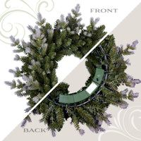 24 in. Pre-Lit Woodland Two-Toned Fir Wreath with Warm White LED Lights - National Tree Company