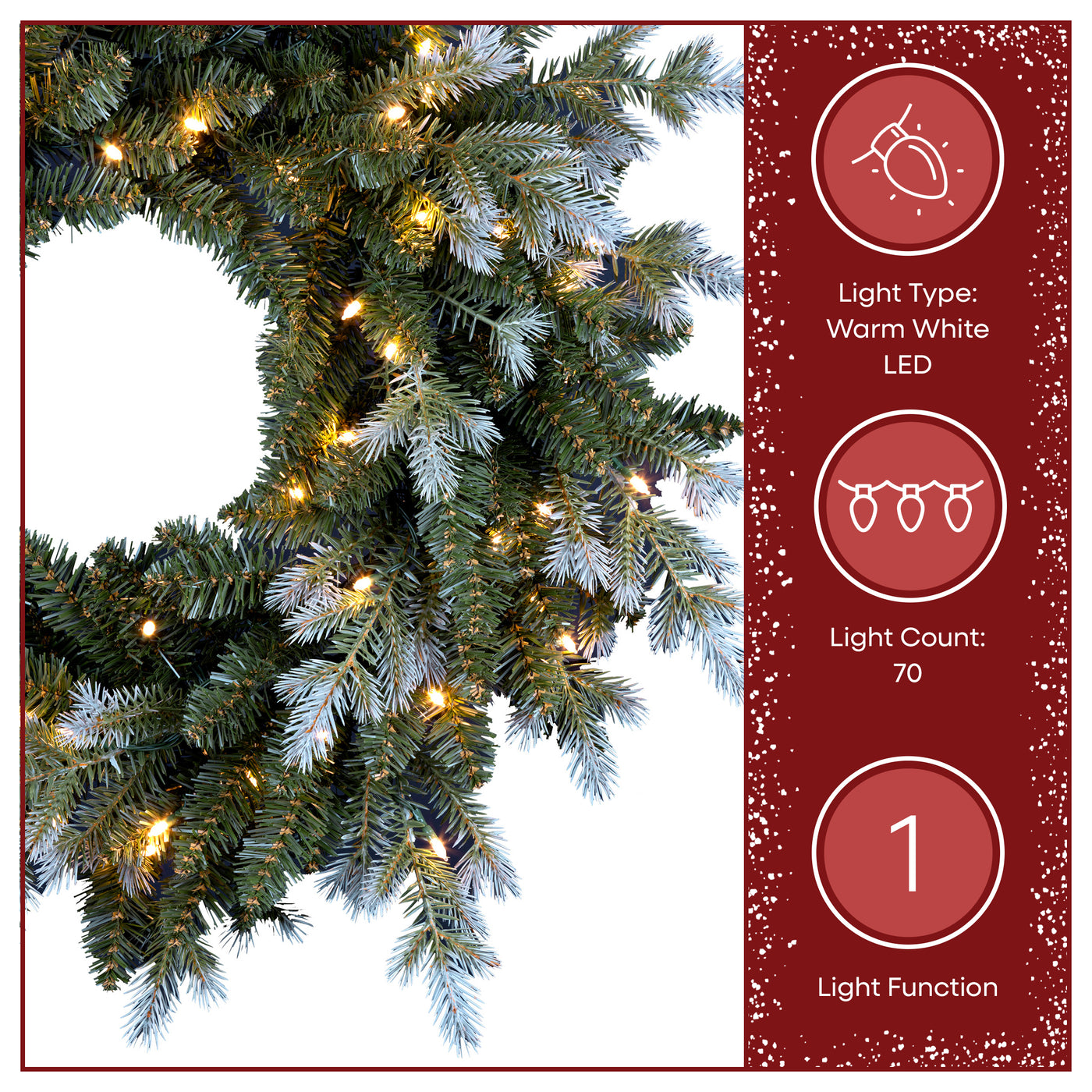 24 in. Pre-Lit Woodland Two-Toned Fir Wreath with Warm White LED Lights - National Tree Company