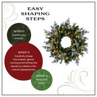 24 in. Pre-Lit Woodland Two-Toned Fir Wreath with Warm White LED Lights - National Tree Company