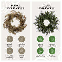 24 in. Pre-Lit Woodland Two-Toned Fir Wreath with Warm White LED Lights - National Tree Company