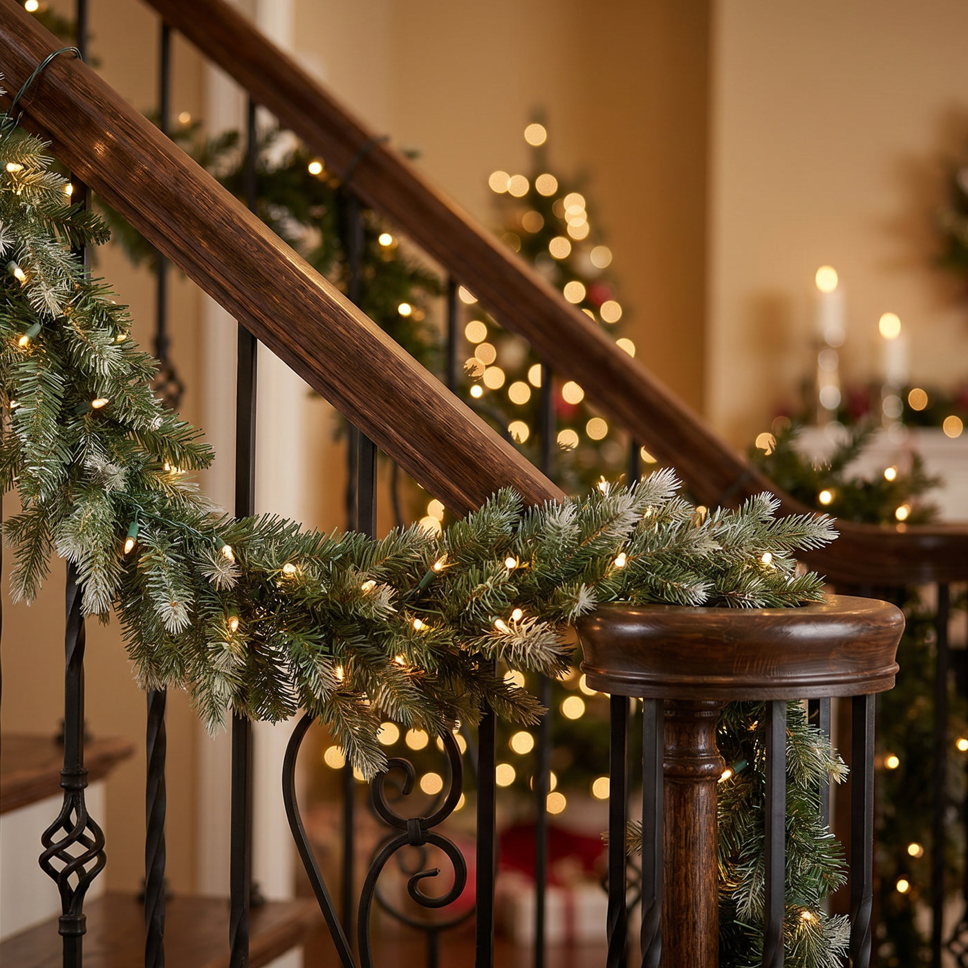 9 ft. Pre-Lit Woodland Garland with Warm White LED Lights - National Tree Company