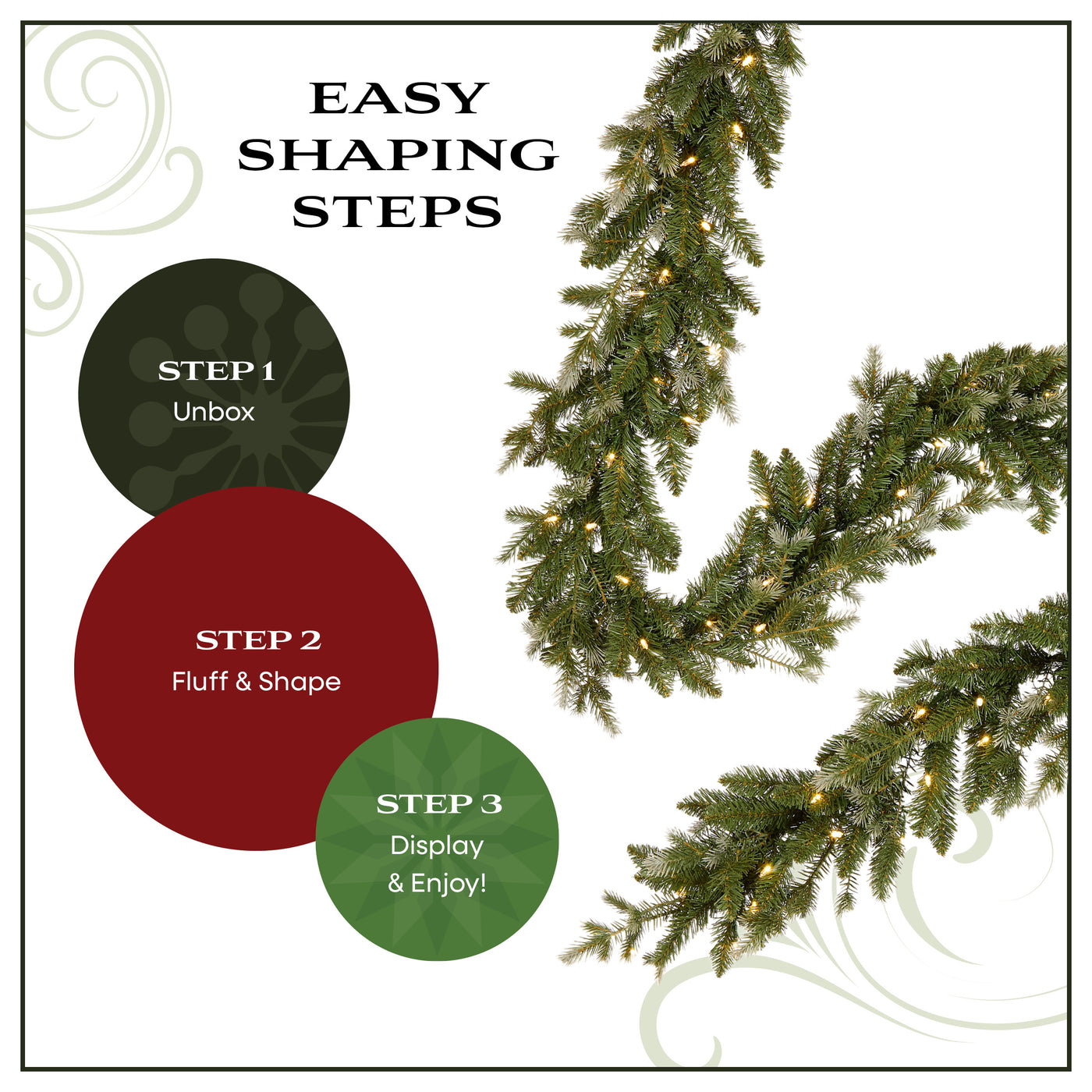 9 ft. Pre-Lit Woodland Garland with Warm White LED Lights - National Tree Company