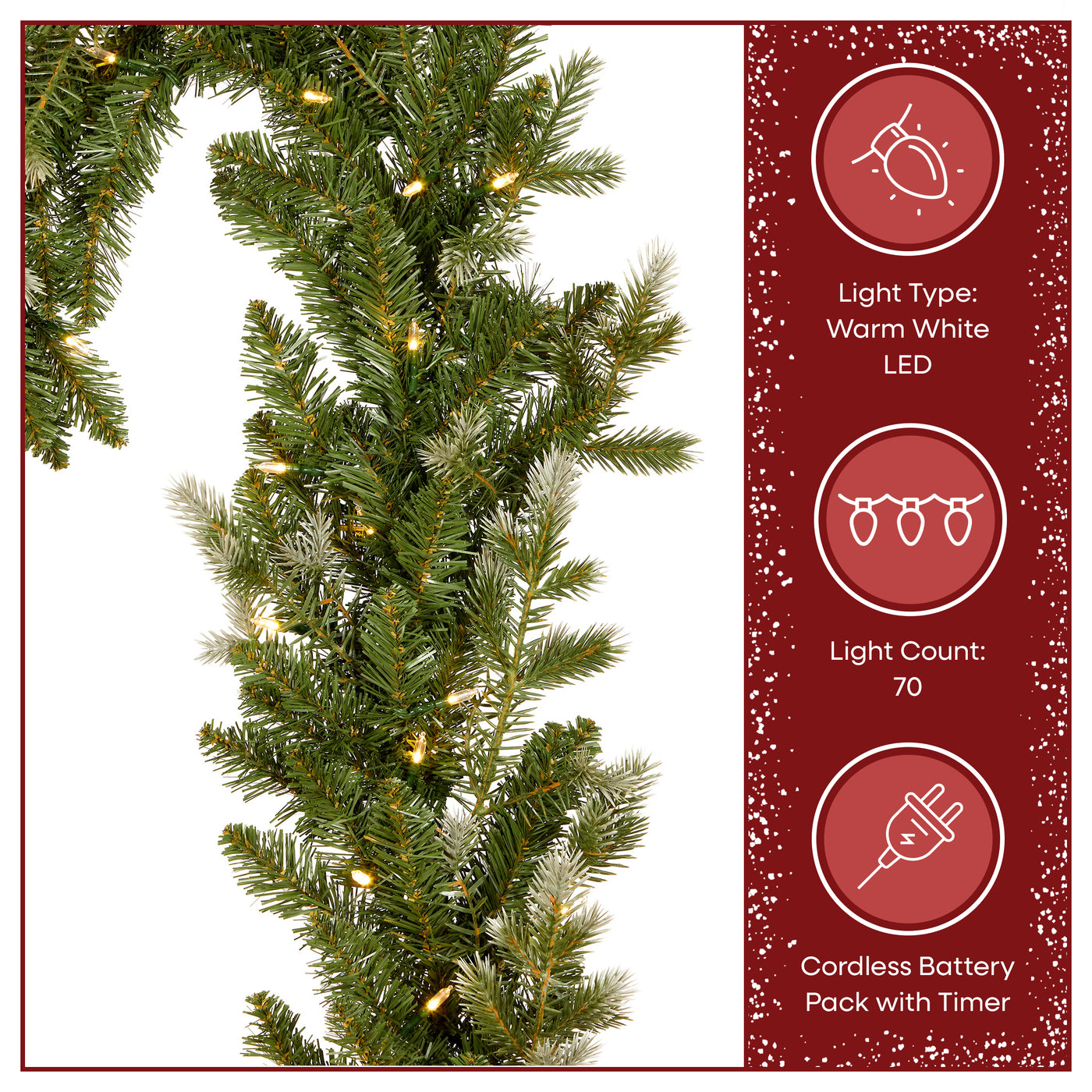 9 ft. Pre-Lit Woodland Garland with Warm White LED Lights - National Tree Company