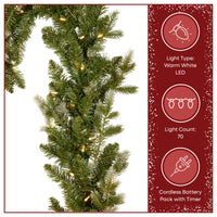 9 ft. Pre-Lit Woodland Garland with Warm White LED Lights - National Tree Company