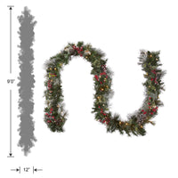 9 ft. Pre-Lit Wintry Berry Garland with Clear Lights - National Tree Company