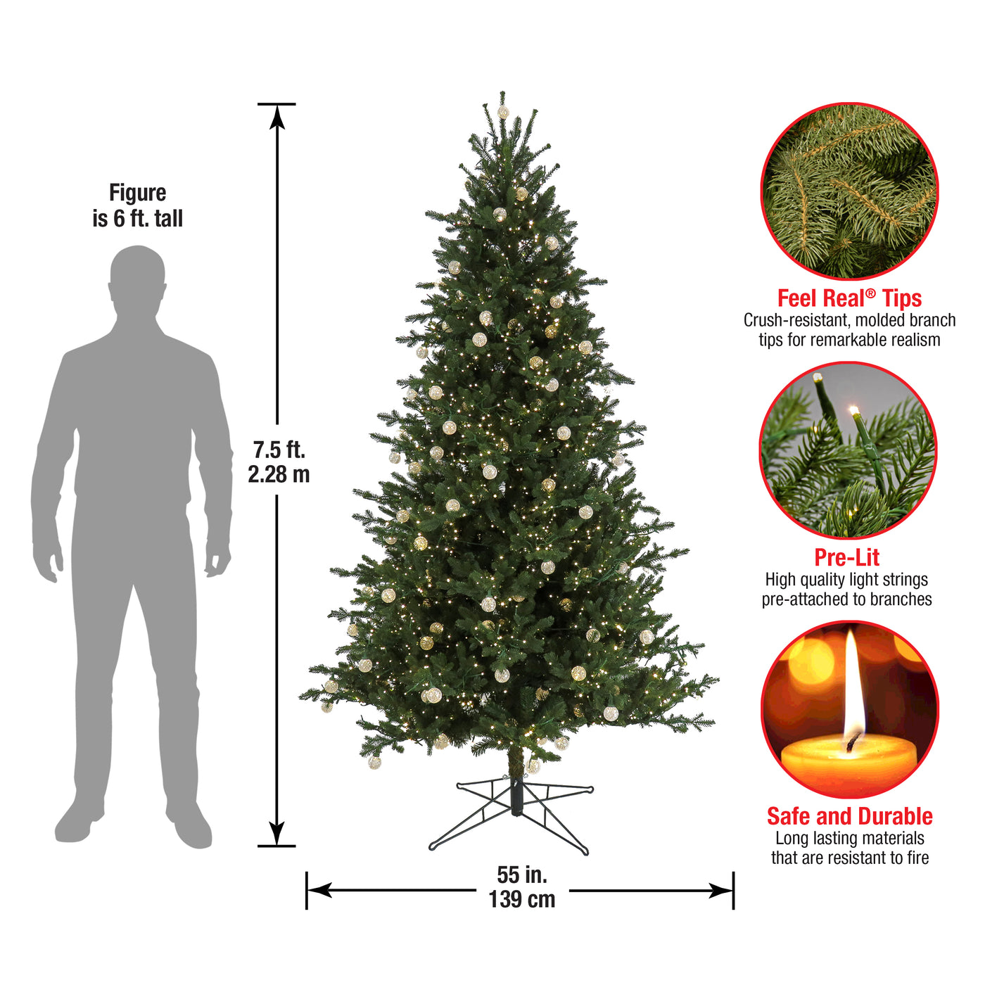 7.5 ft. Pre-Lit Aspen Pine Tree with LED Lights - National Tree Company