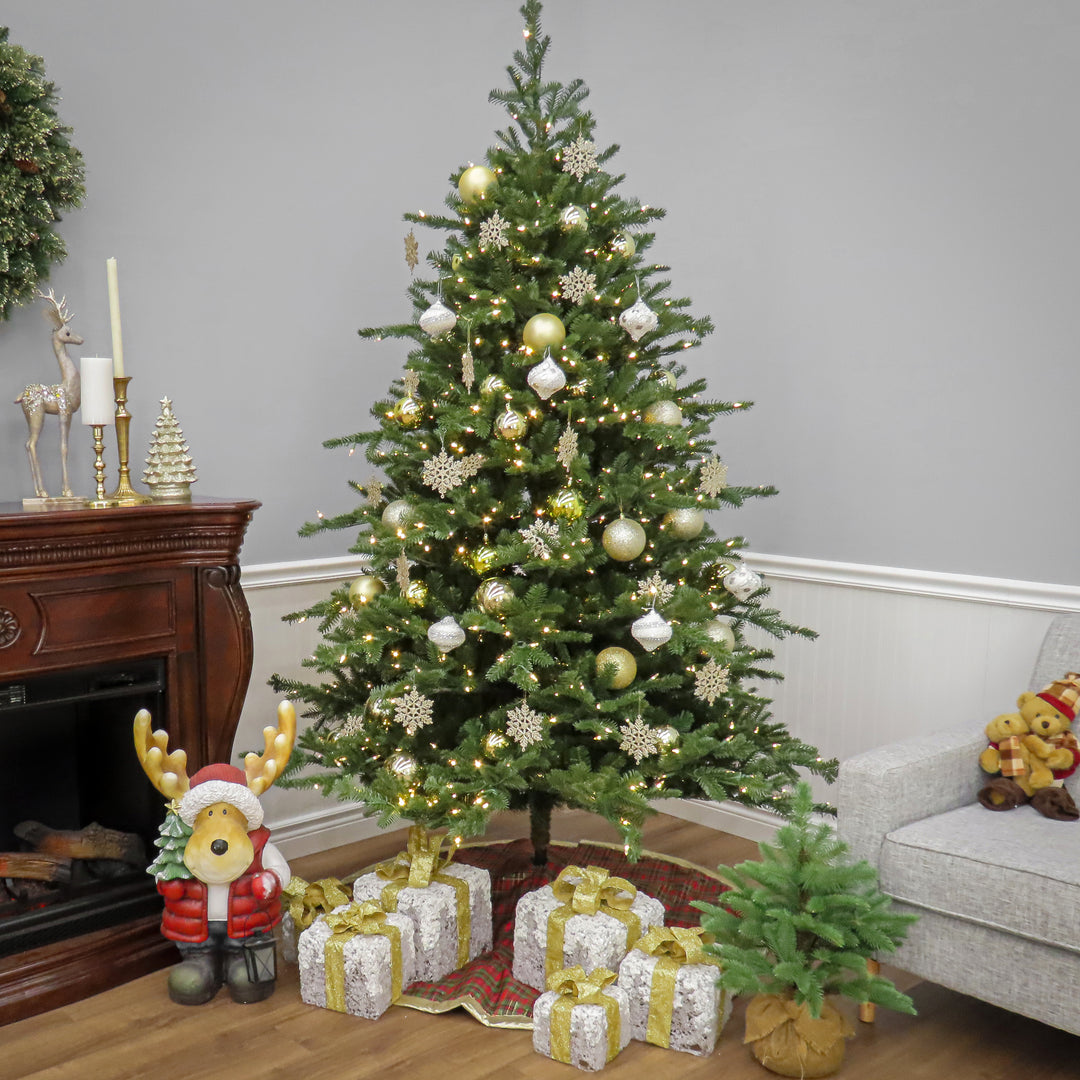 9 ft Christmas Douglas Fir Tree with Warm White LED Lights
