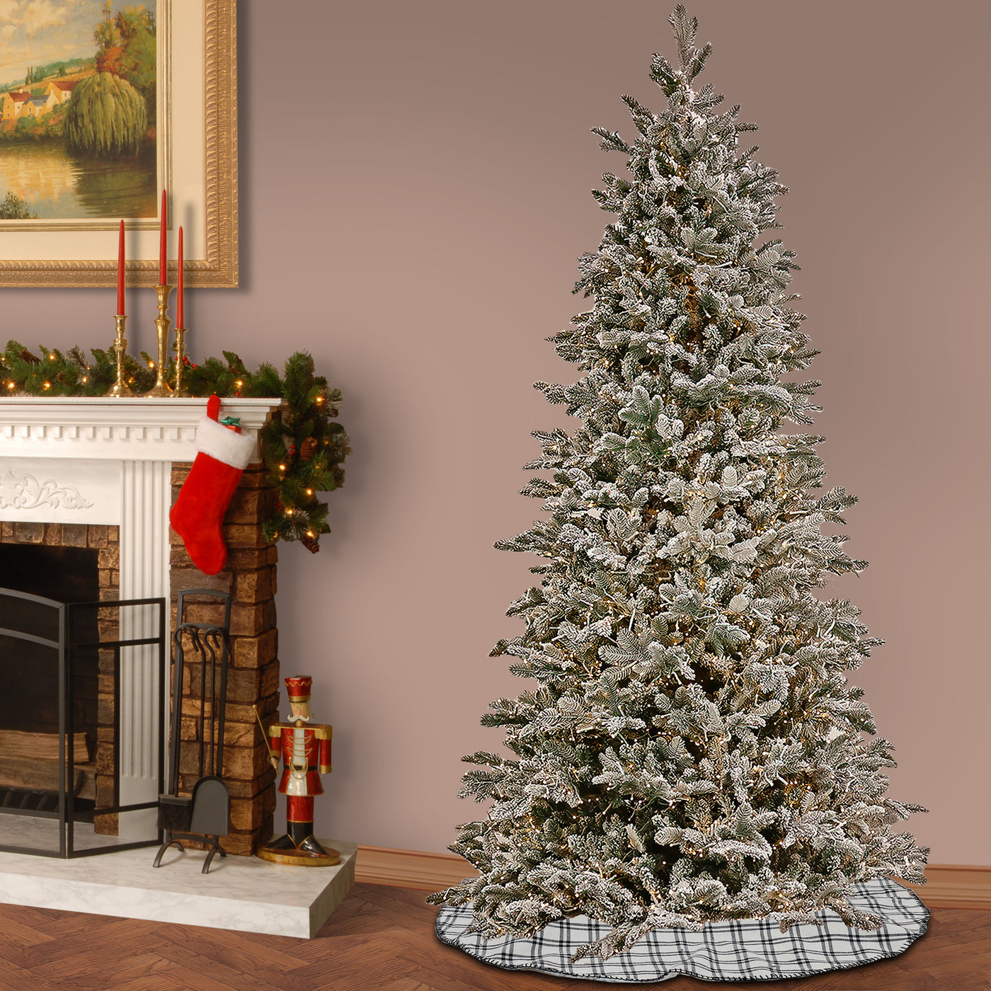 7.5 ft. Pre-Lit Snowy Slim Tree with Warm White LED Crab Lights - National Tree Company