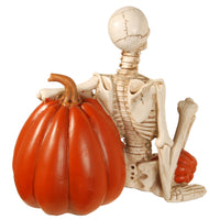 Halloween Skeleton and Jack O' Lantern Decoration, LED Lights, 9 in - National Tree Company