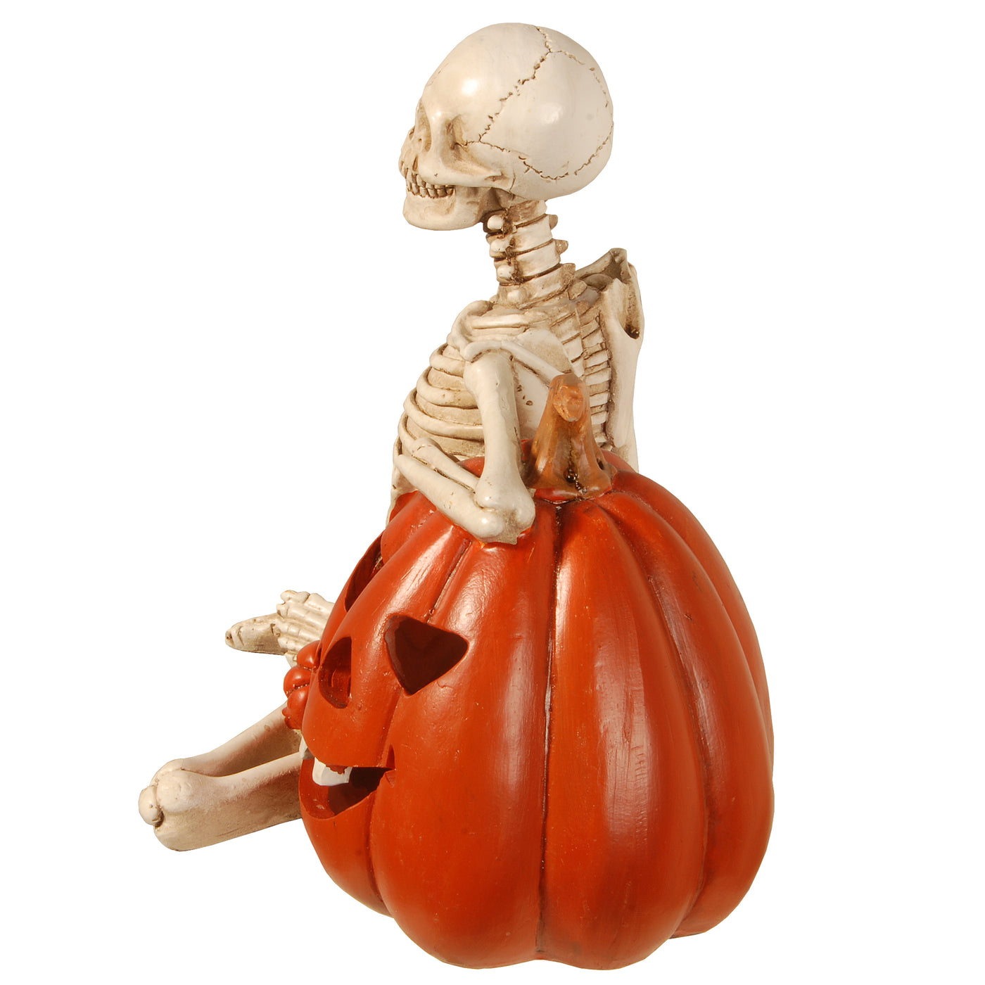 9 in. Halloween Skeleton and Jack O Lantern Decoration with LED Lights - National Tree Company