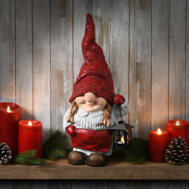 22" Female Gnome Candleholder
