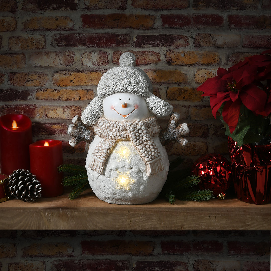 15" Snowman with Snowflake Lights
