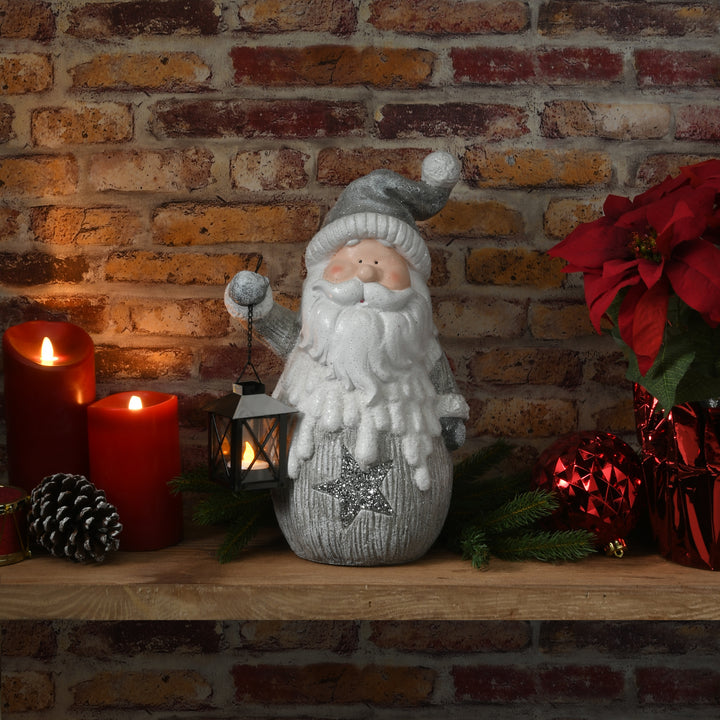 15" Winter Santa Candleholder Figuerine