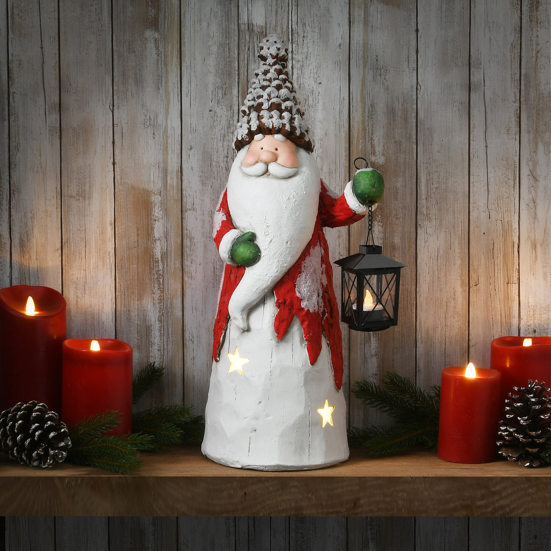 21" Lighted Old World Santa Candleholder