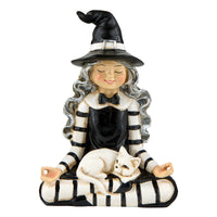 Halloween Yoga Witch, Black and White, Tabletop Decoration, 5inch - National Tree Company