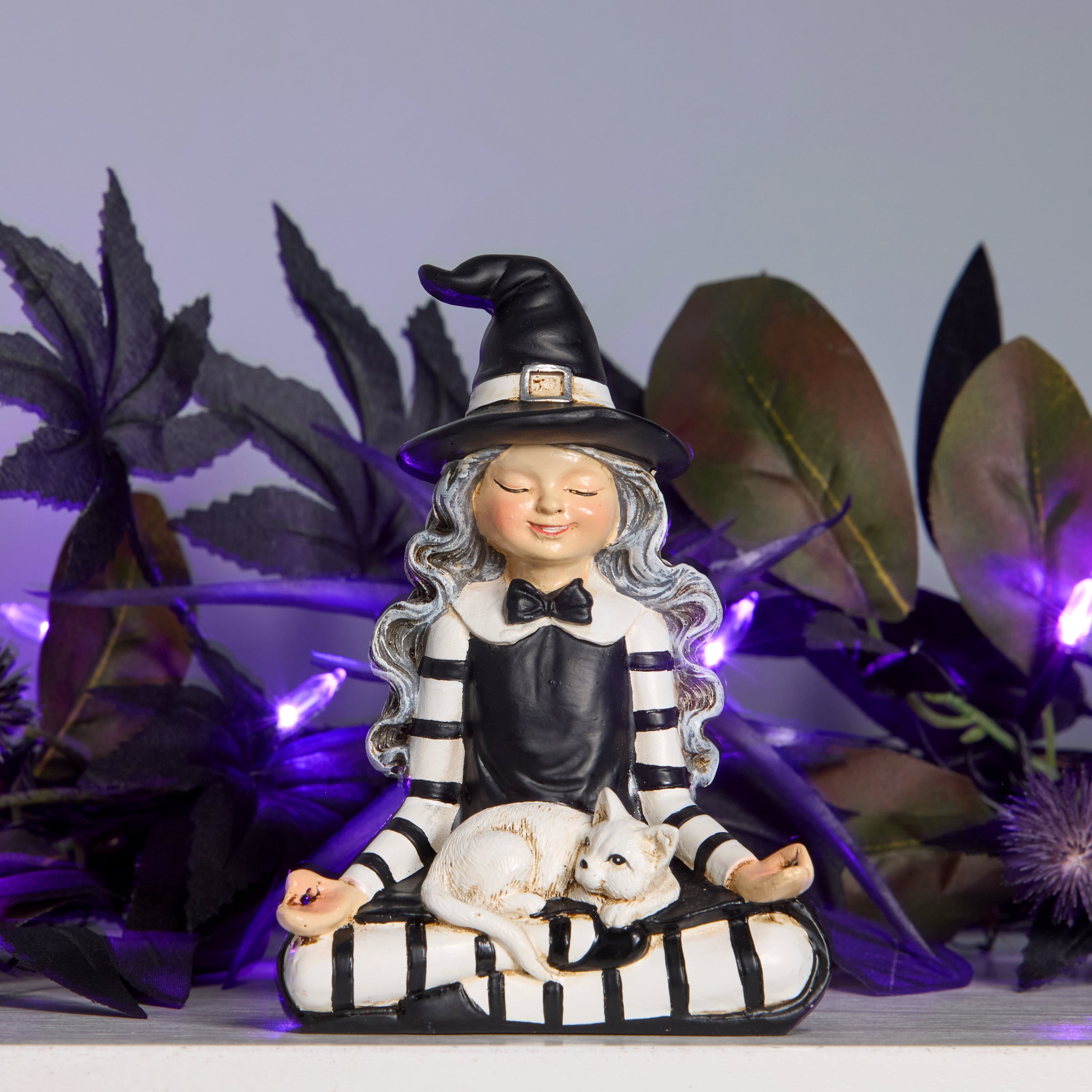 Glitzy Black buy & Purple Tabletop Witch Figurine