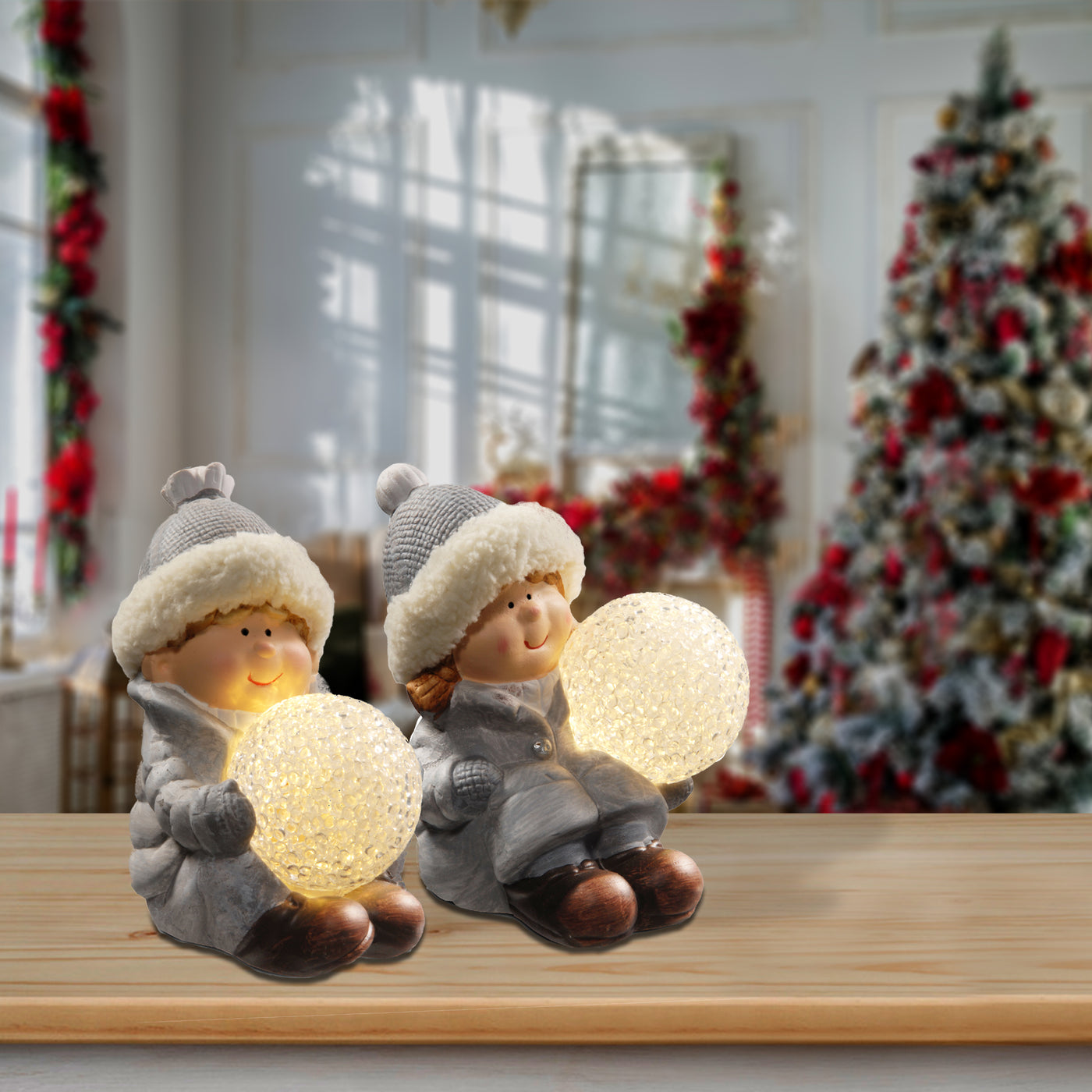 5.5" Lighted Boy & Girl Decor Piece - National Tree Company