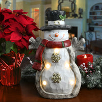 17 in. Snowman with Red Scarf, Black Hat & LED Lights - National Tree Company