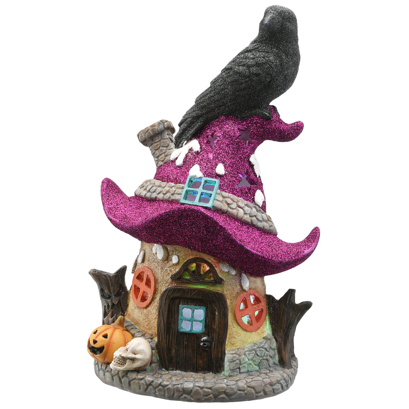 Halloween Pre-Lit Haunted Mushroom House Decoration, LED Lights, 10 Inches - National Tree Company