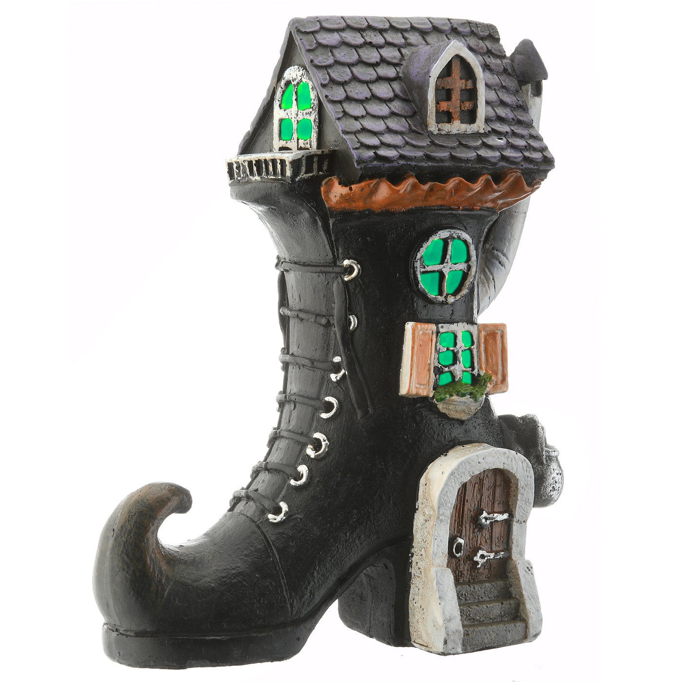 Halloween Pre-Lit Haunted Boot House Decoration, LED Lights, 6 Inches - National Tree Company